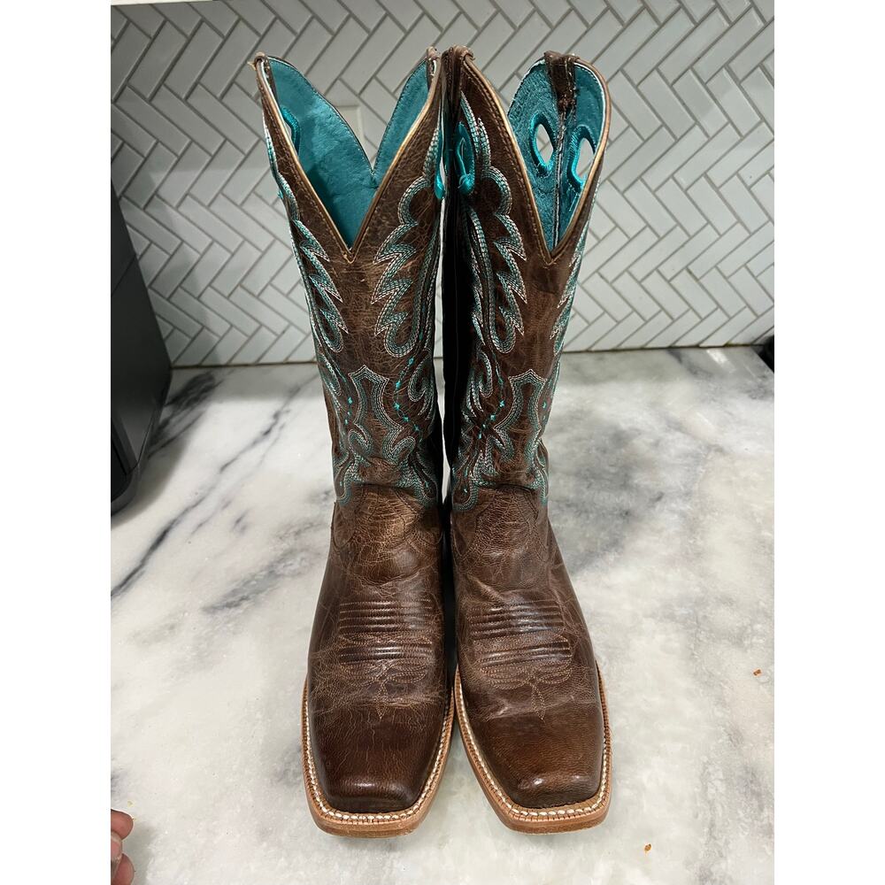 Ariat Sport Western Boots Women’s 8B Brown Turquoise Square Toe Style 10034089 - Picture 2 of 13
